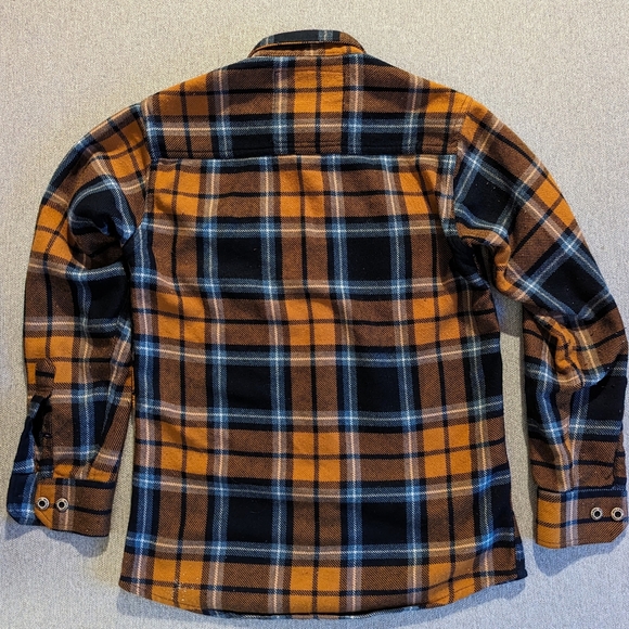 Whyte & More flannel orange button up long sleeve men's med - Picture 2 of 8